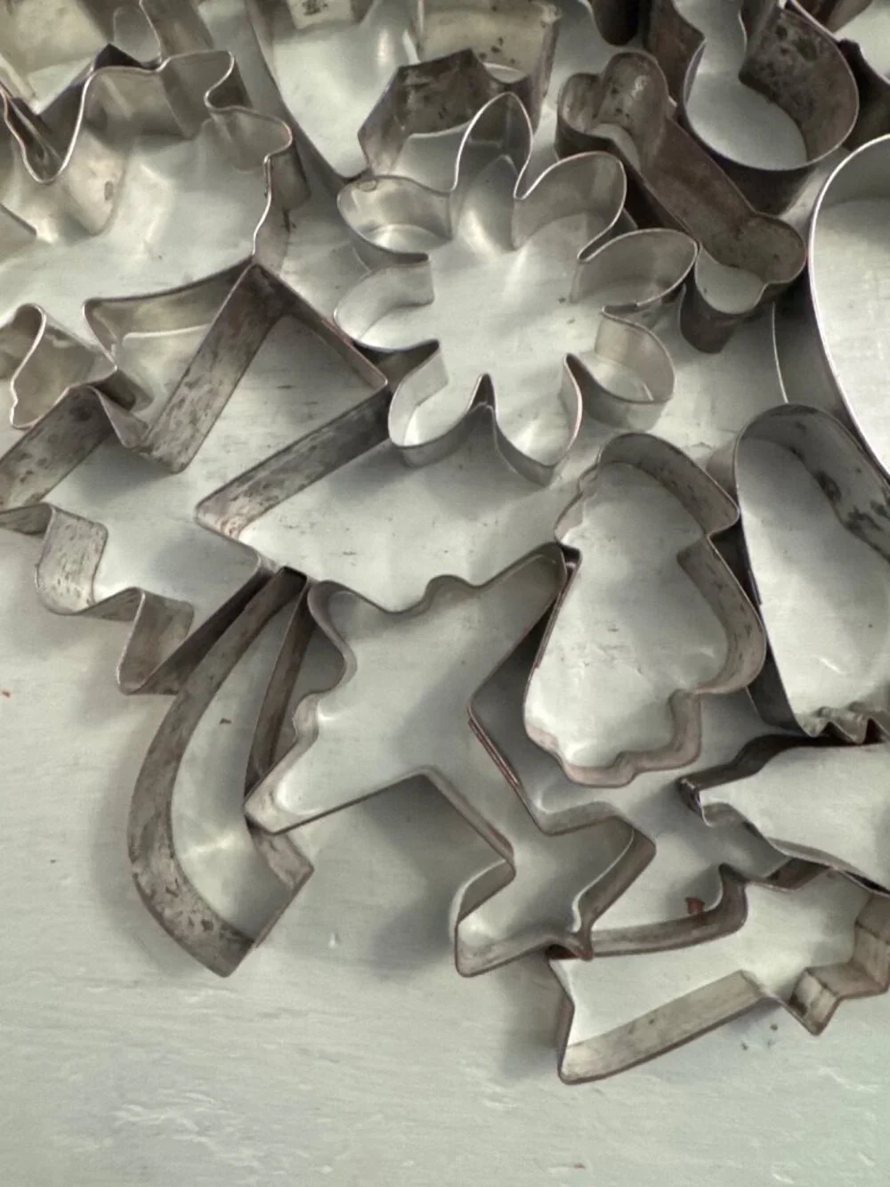 Large Lot Of 28 Metal Cookie Cutters Assorted Shapes and Sizes Baking Supplies